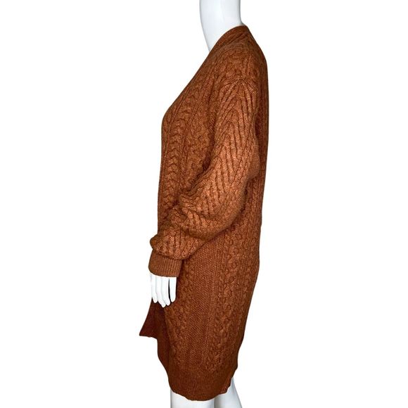 Nili Logan x Target Cardigan Womens XS Brown Open Front Cable Knit Sweater Cabin - Picture 3 of 8
